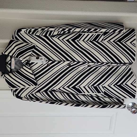 NWT TORY BURCH Tavia Chevron Jacquard Jacket Coat Size XS - Picture 1 of 14
